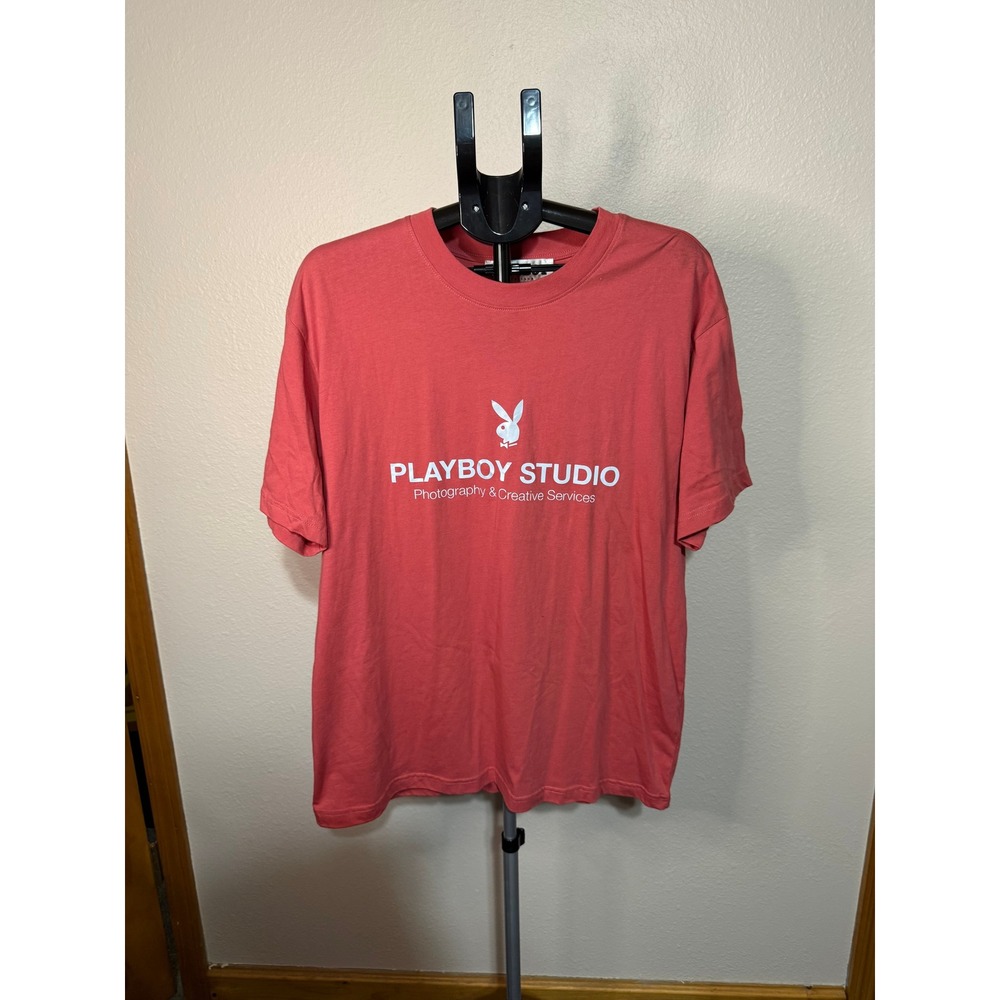 Playboy‎ by PacSun Studio Photography Graphic T-Shirt Pink Silver Reflective L